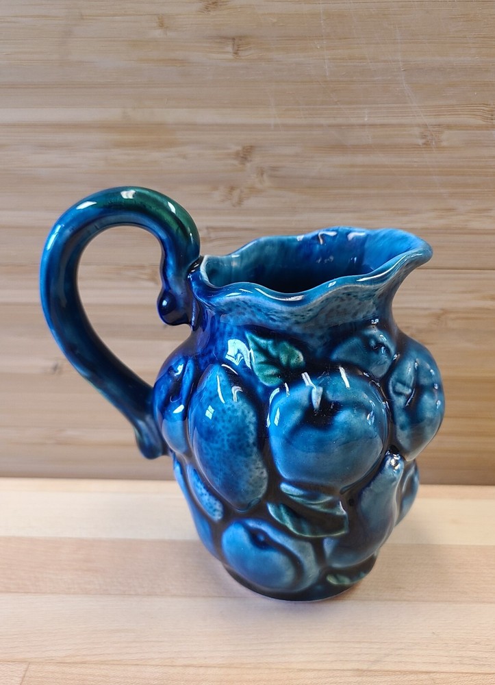 INARCO Vintage Fruit Theme Small 4" PITCHER Blue JAPAN