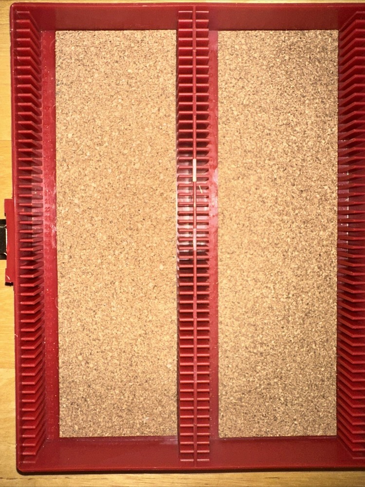 100-Place Red Slide Storage Box with Cork Lining Microscope Slide Holder for Lab