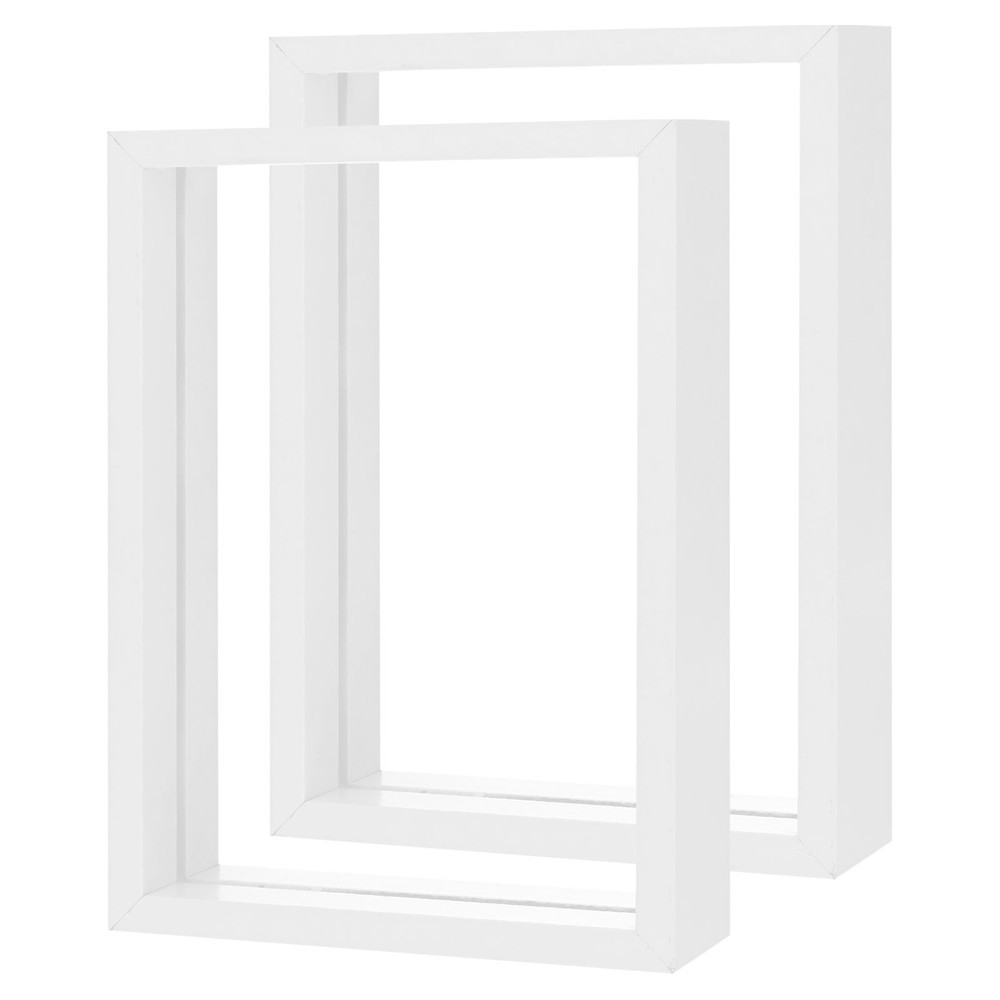 2-Pack Wooden Pressed Flower Frame, 5x7" Floating Frame [White]