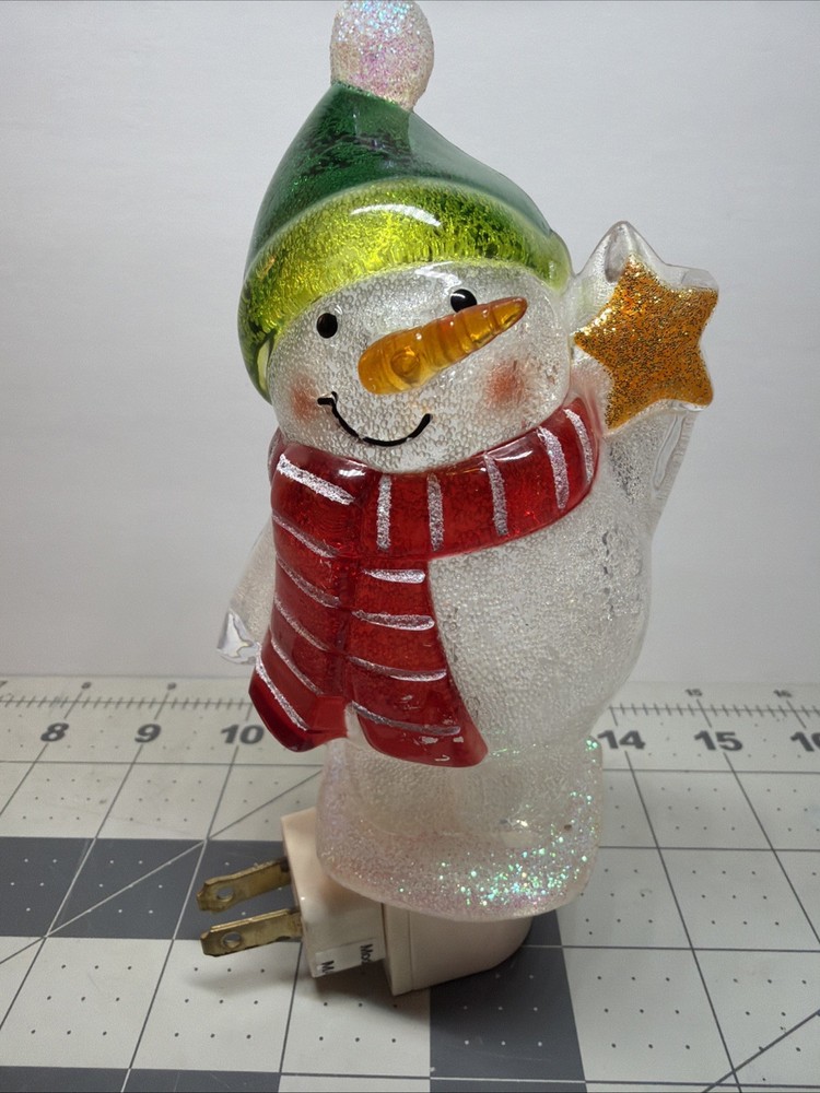 Christmas Snowman Glitter Globe Wall Plug Night Light Works