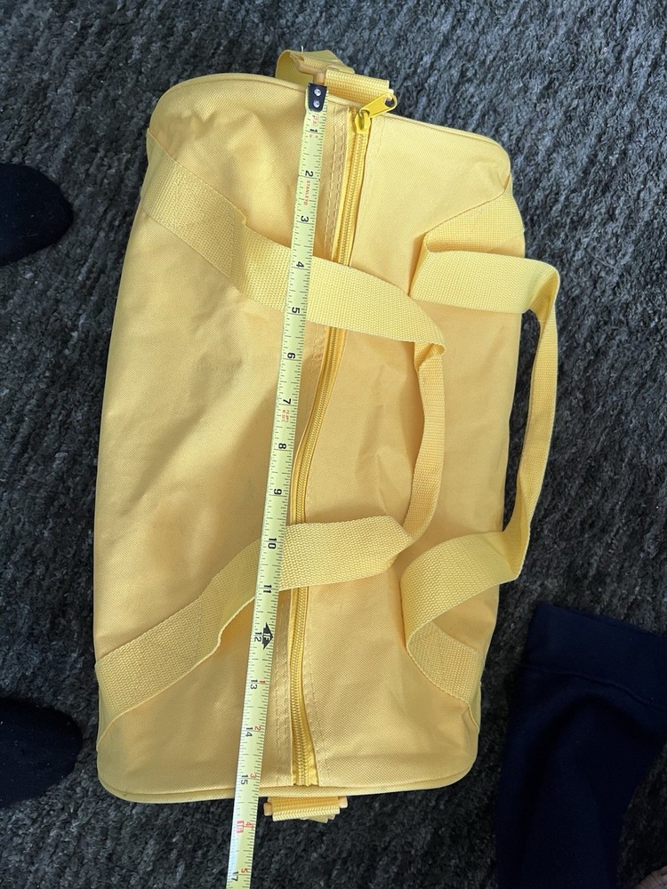 Glossier Yellow Medium Duffle Gym Bag Zip Closure Adjustable Strap Polyester