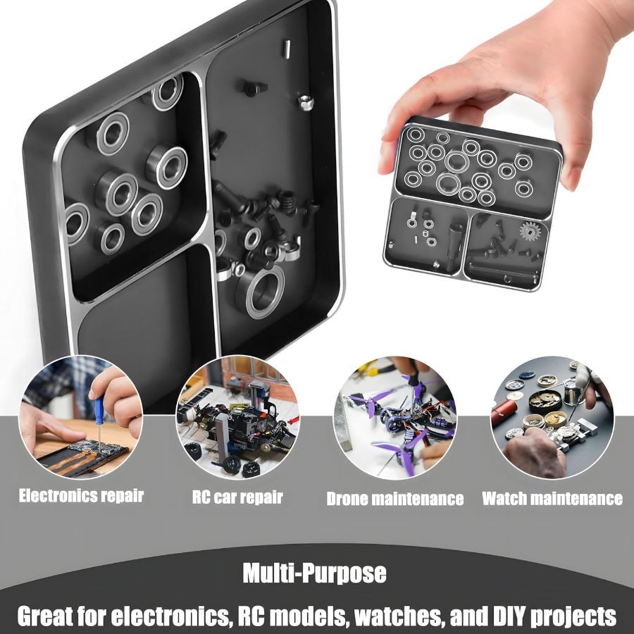 Magnetic Screw Organizer Tray - Screw Holder for RC Models, Electronics-Black