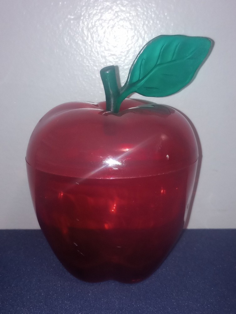 Vintage Plastic Red Apple Candy Container Holder
