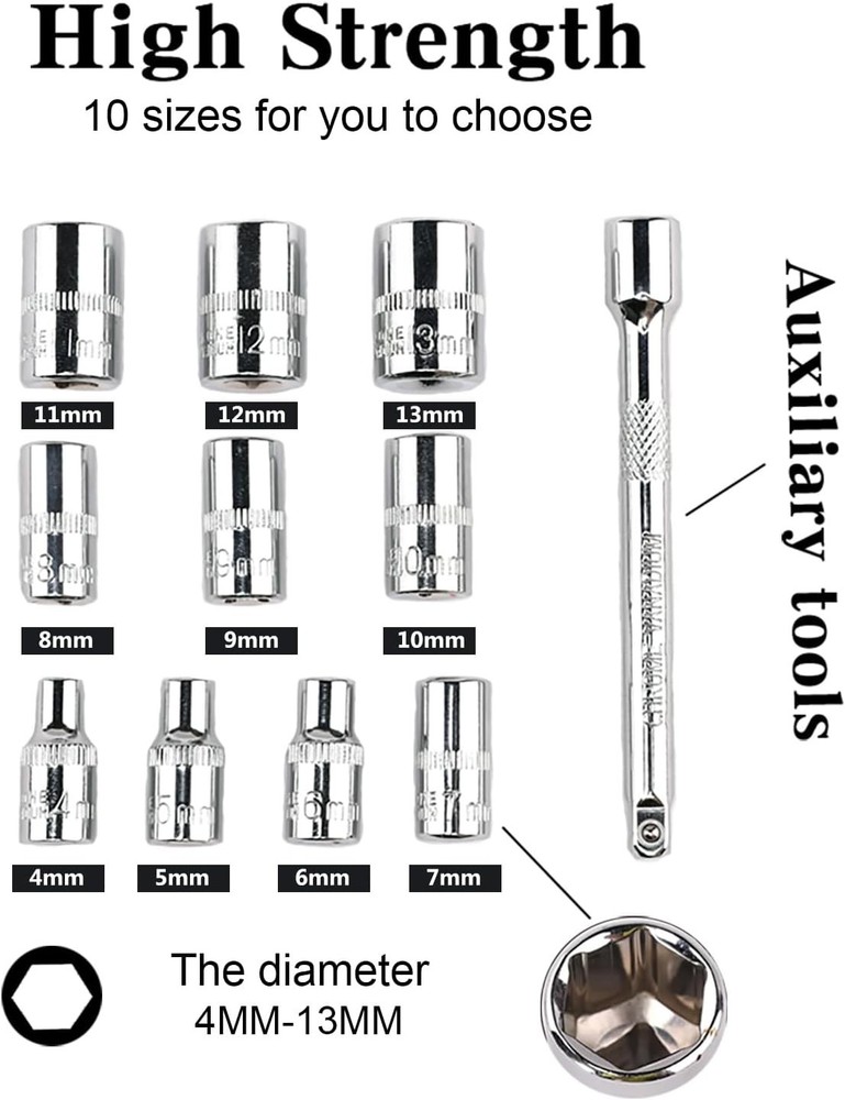 Compact 12 Piece Ratchet Socket Set with Quick-Release Handle and Organizer