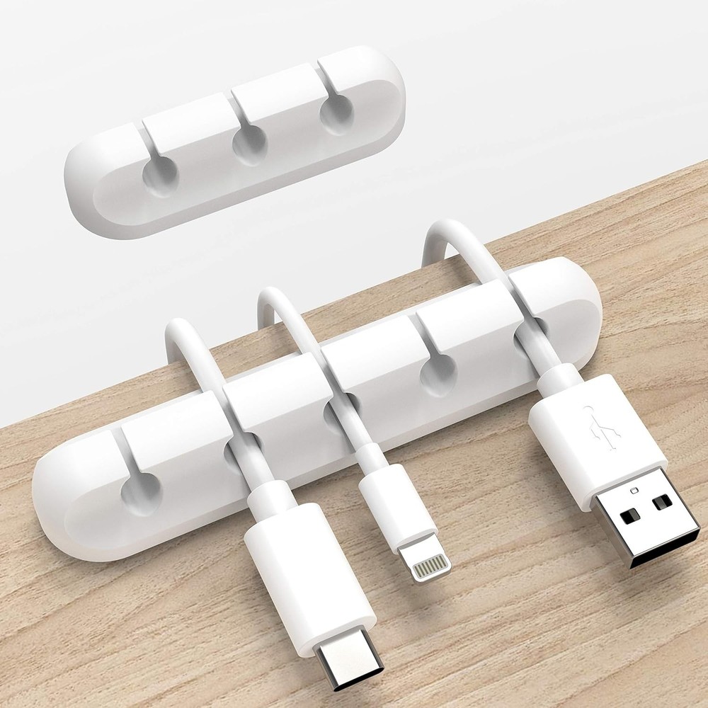 White Cable Clips, Cord Organizer Cable Management, Cable Organizers USB Cabl...