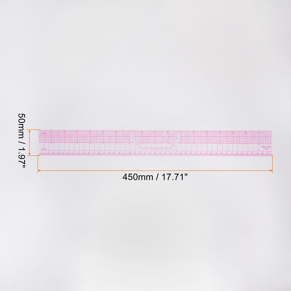 Styling Sewing French Curve Ruler, 45x5cm Clear Sewing Pattern Making Ruler