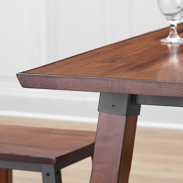 30" x 96" Rectangular Solid Wood Live Edge Restaurant Table Top in Walnut Wood