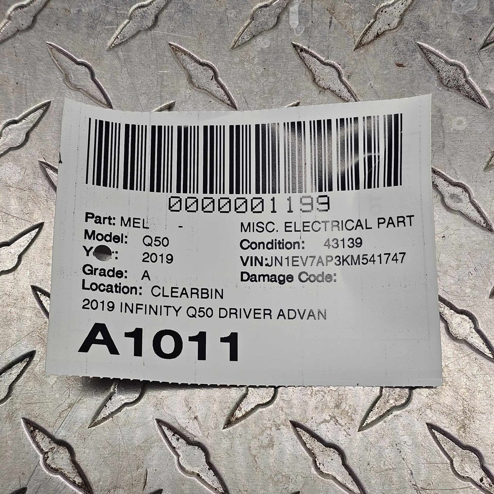 2019 INFINITI Q50 LUXE DRIVER ADVANCED ASSISTANCE CONTROL MODULE UNIT COMPUTER