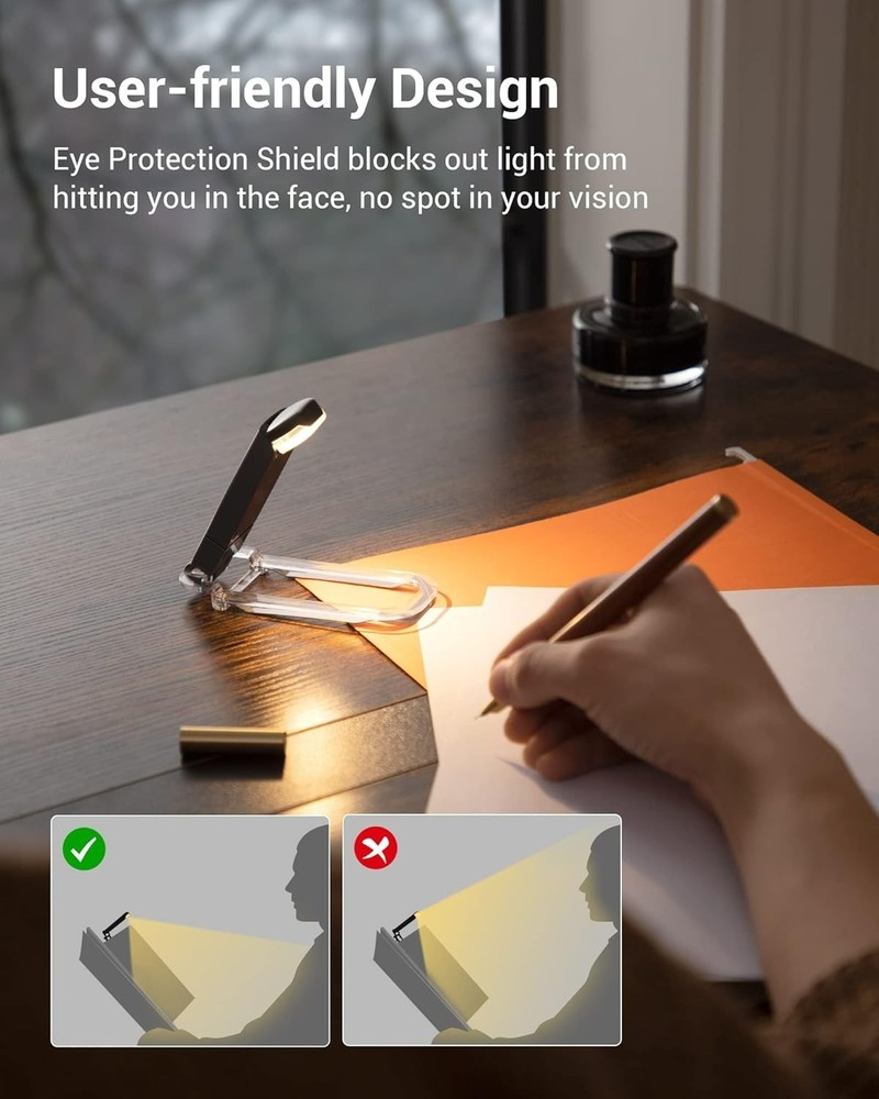 Compact Adjustable Brightness LED Clip-On Book Light - Perfect for Night Reading