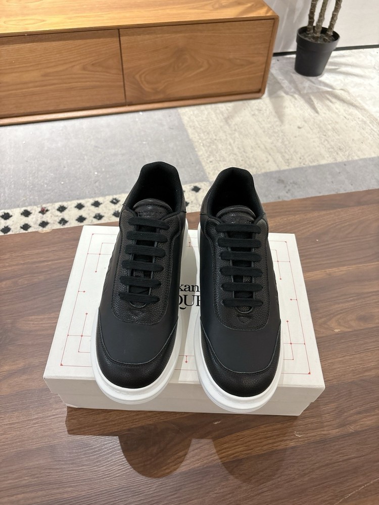 Alexander McQueen Logo Low Top Sneaker Black White Leather