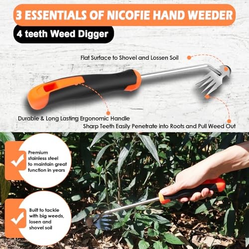 2025 Hand Weeder Tool, Rubber Handle Manual Weeder Puller All-purpose(3 Pcs)