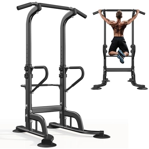 Power Tower 11 Height Adjustable Pull Up Bar and Dip Station Multi-Function