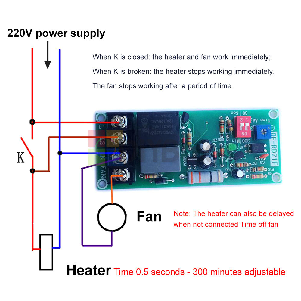 Adjustable Timer Control Relay Module Turn Off Delay Switch Board ForExhaust Fan