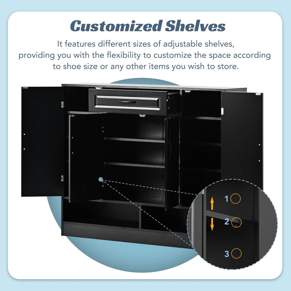 Durable Material Sleek and Modern Shoe Cabinet w/Space-saving Design Side Board