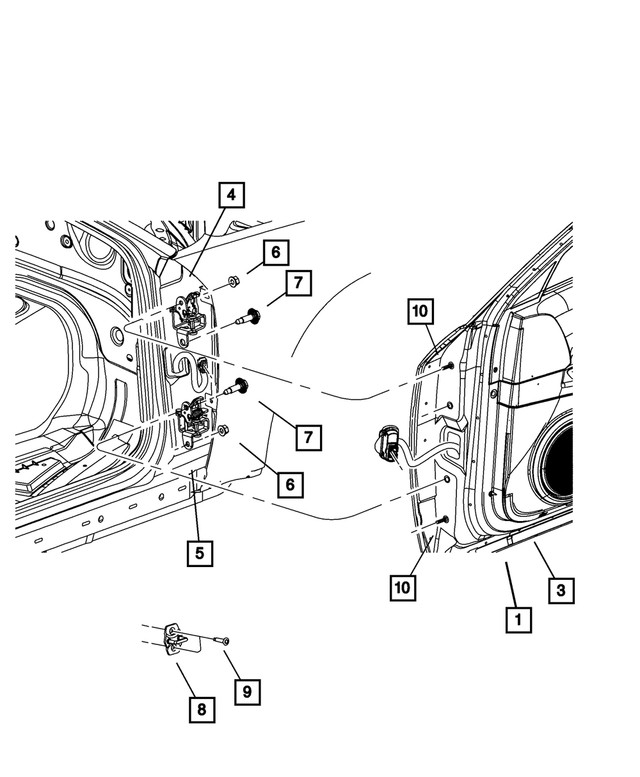 Genuine Mopar Front Door Upper Hinge Right 55113468ad