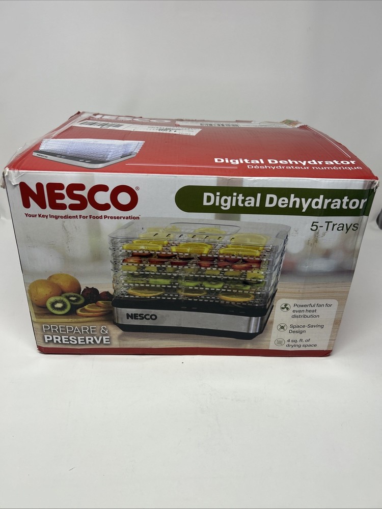 NESCO FD-5TC 5 Clear Tray Rectangular Dehydrator with Digital Timer
