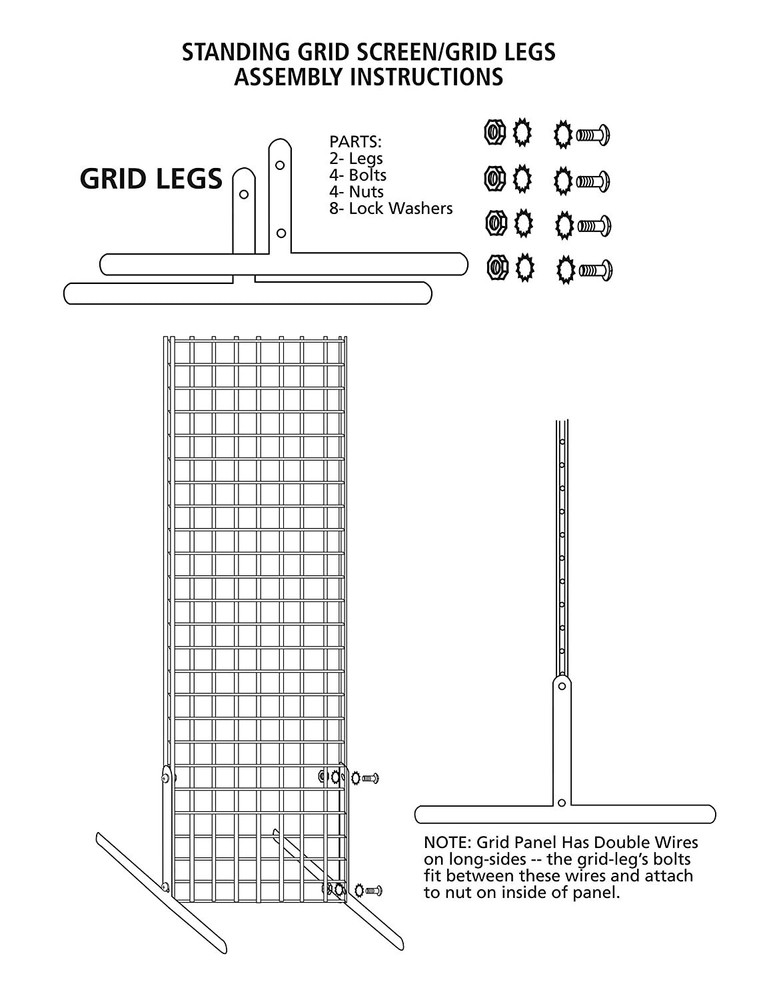 Gridwall Panel 2' x 6' Grid Wall Display White Panel Steel w 2 Legs
