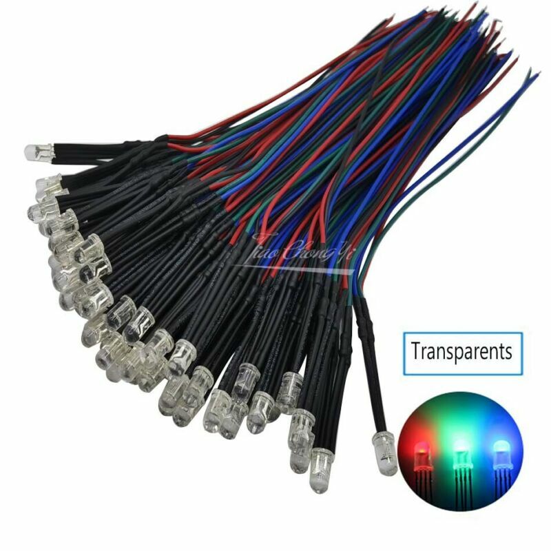 5mm DC12V 20cm Pre-wired RGB LED Emitting Diode Common Anode Cathode Holde DIY