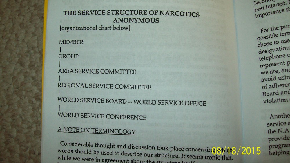 NARCOTICS ANONYMOUS (RELATED) " NA TREE" (REPLICA) EARLY SERVICE MANUAL GREG P.