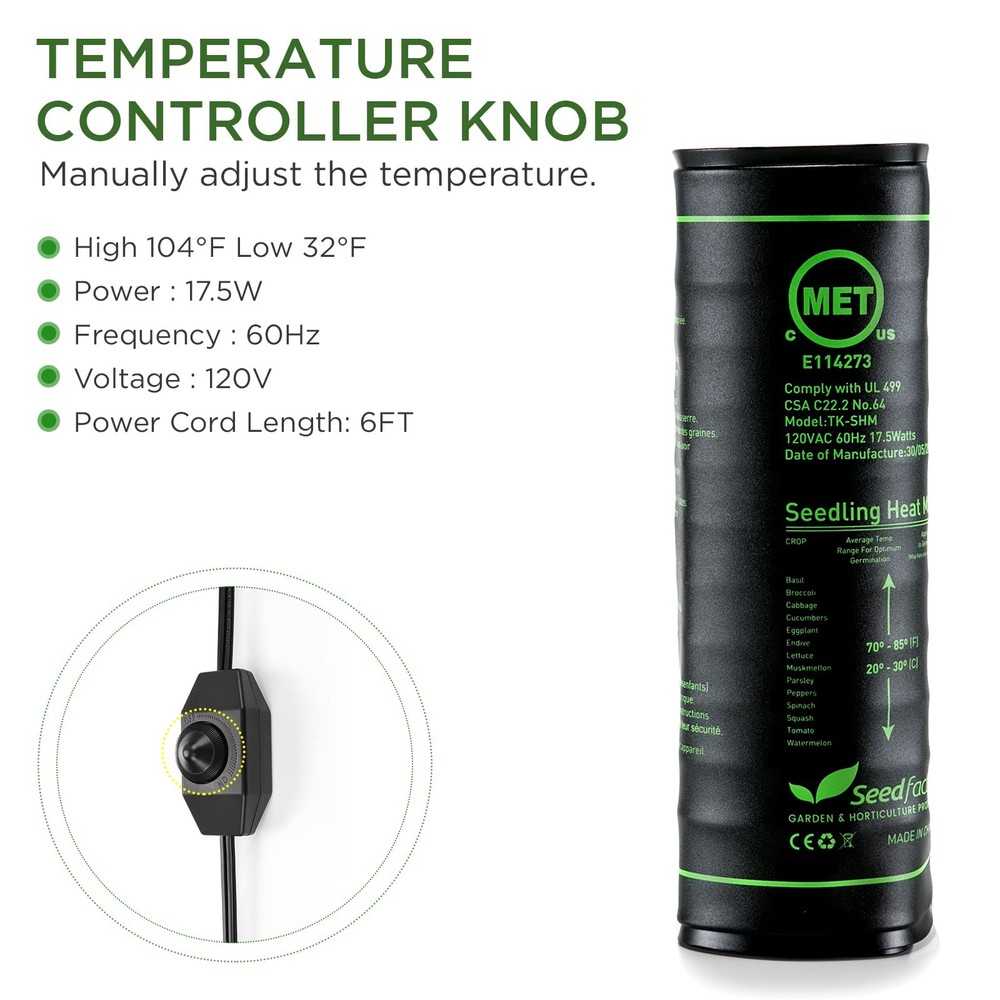 SEEDLING HEAT MAT Adjustable Temperature Waterproof 2 Pack SEEDFACTOR