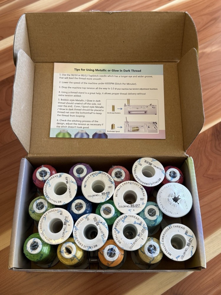 Simthread Metallic Embroidery Thread - 21 Spools Assorted Colors