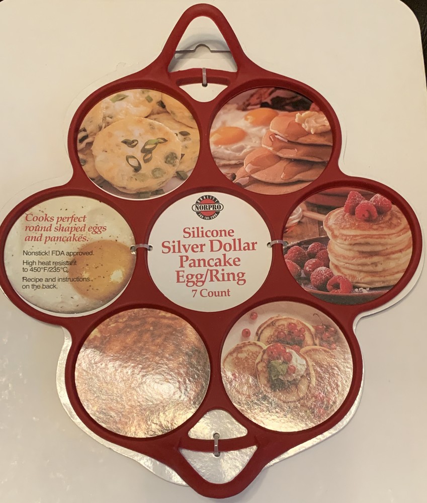 Norpro Silicone Silver Dollar Pancake Egg Rings 7 Count Easy Remove New in Pack