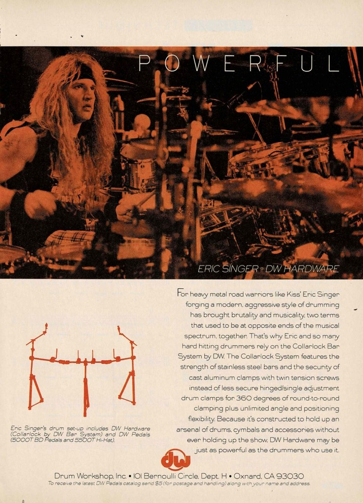 DW DRUMS - Eric Singer - 1993 Print Ad