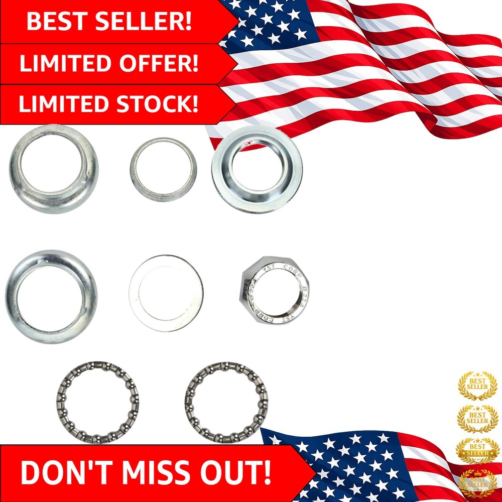 8 PCS Lightweight Bicycle Headset & Front Fork Bowl Set - Silver Iron Precision