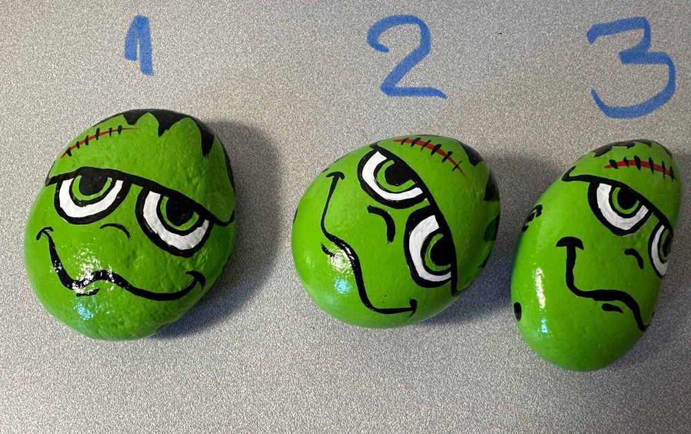 Frankenstein Rocks, Hand Painted Frankenstein Rocks, Halloween