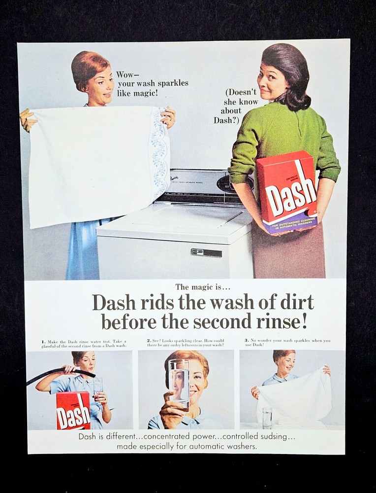 Vintage Dash Laundry soap ad original 1967 detergent advertisement