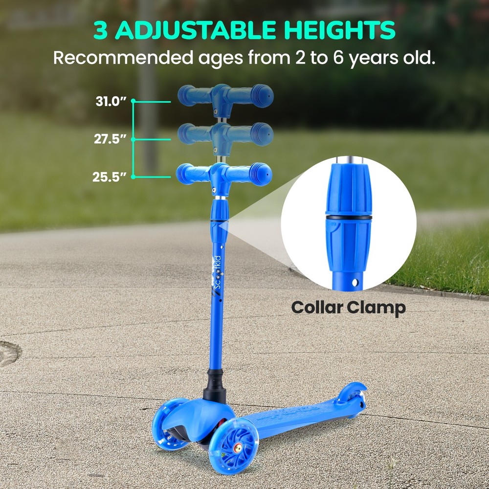 Hurtle Lightweight & Adjustable Mini Kickboard Scooter-for Kids (Blue)
