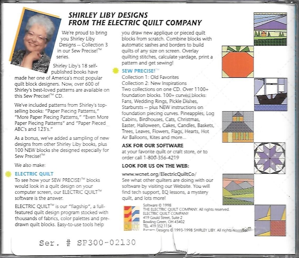 Electric Quilt Co. Sew Precise! 1000+ Quilt Block Patterns PC CD-ROM Windows 95