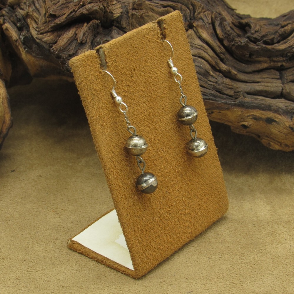 Vintage Handmade Sterling Silver Bead Dangle Earrings