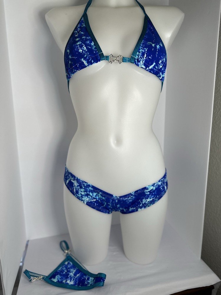 Exotic Dancer Tri Top And Scrunch Butt Booty Short Set With G String