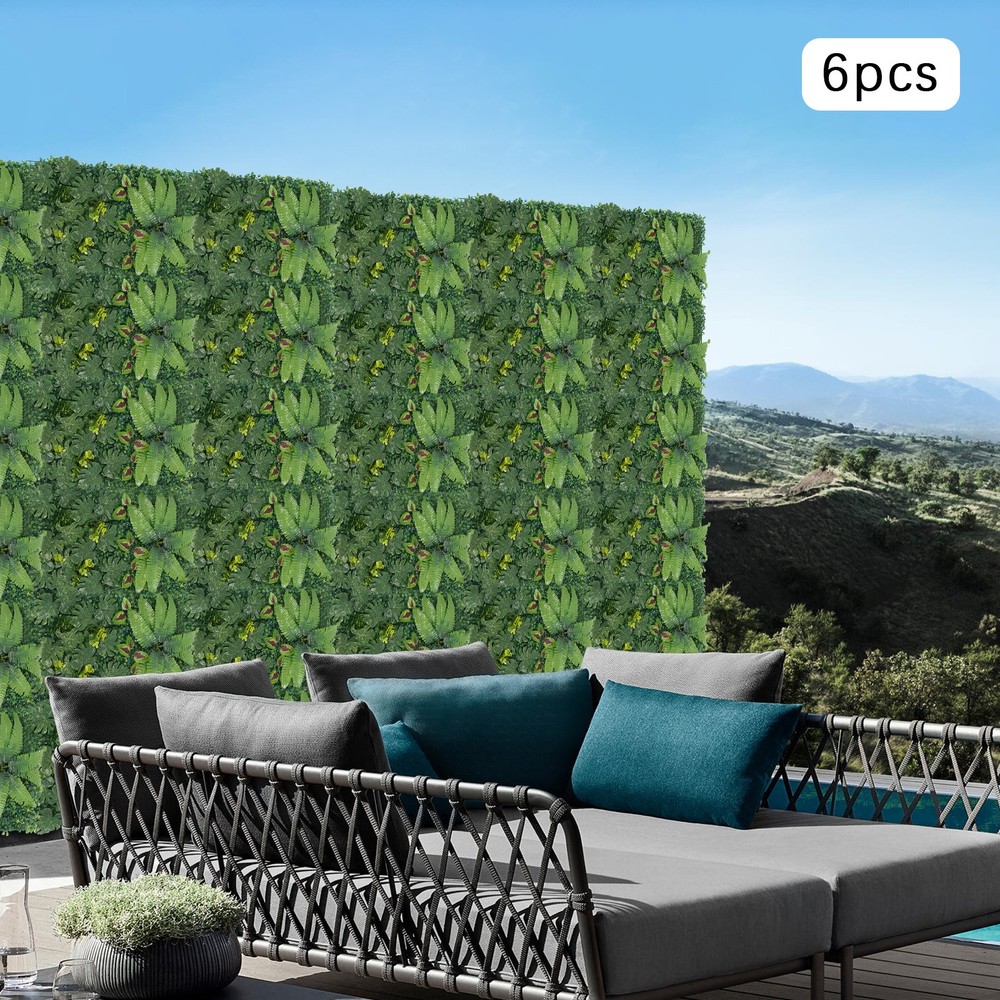 6pcs Artificial Greenery Wall Backdrop Decor Privacy Hedge Grass Fence Panels