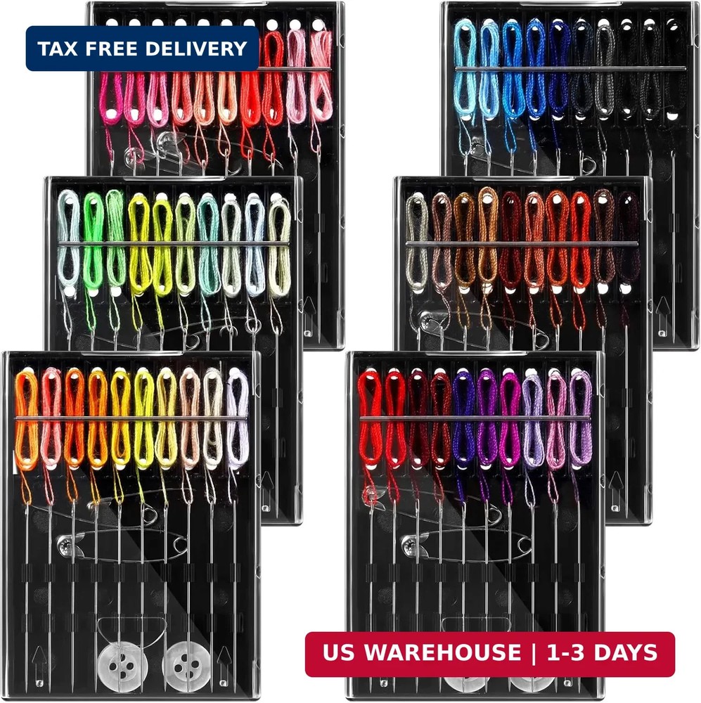 6 Boxes (60 Pcs) Pre Threaded Needle Kit Assorted Color (Mixed Color)