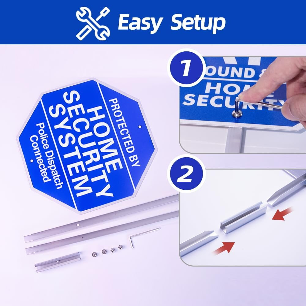 Home Security Yard Sign Stake 10x28 Protected By Security System Police Dispatch