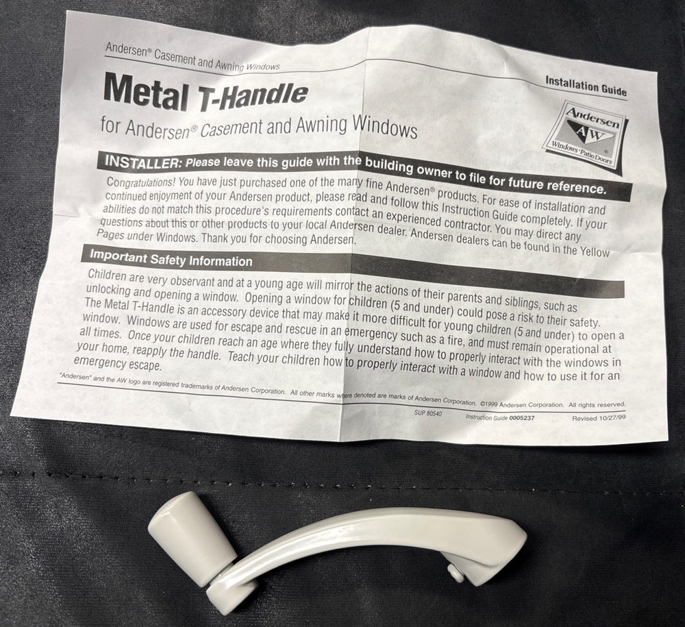 Genuine Andersen Window Crank Operator Handle White Casement (8) Available