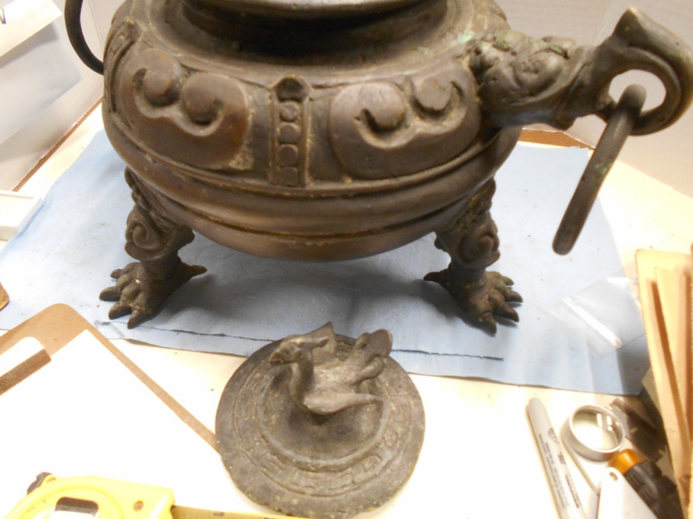 Chinese Large Cencer Cast Bronze with Gate mark bottom 12 Lbs.