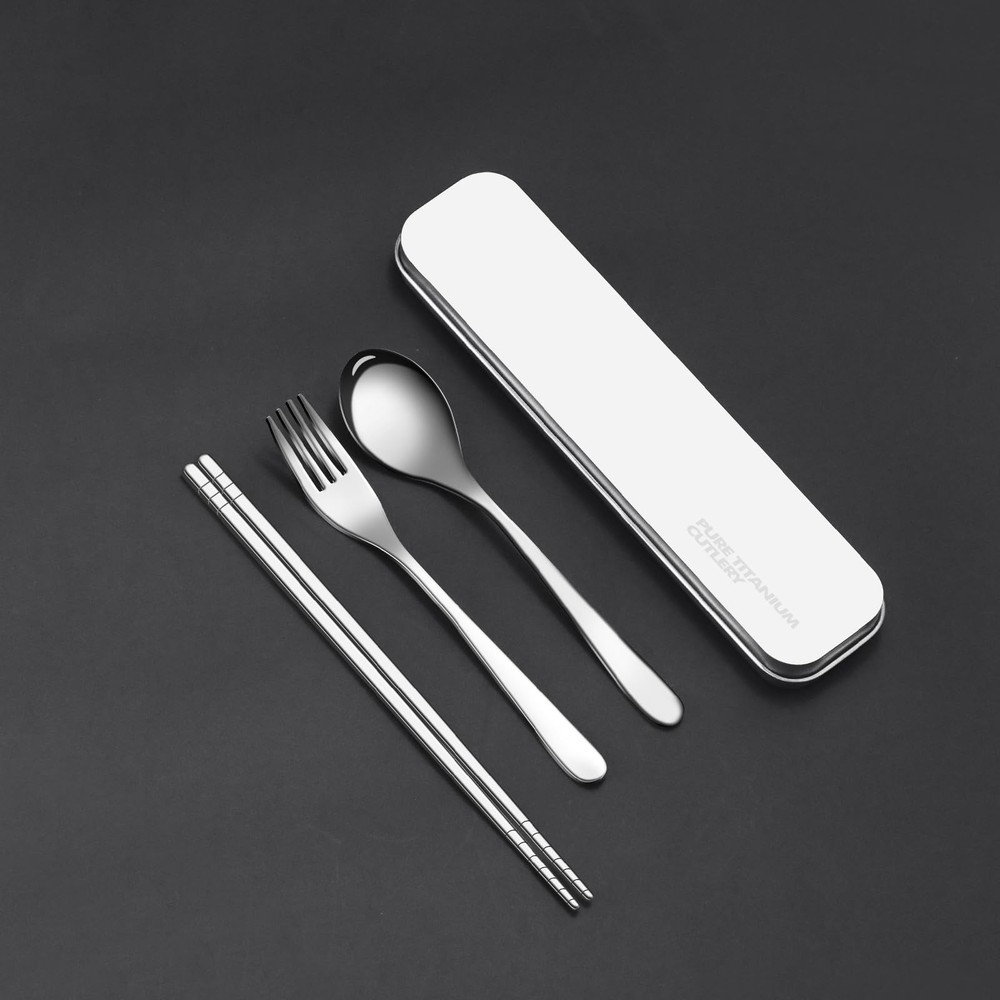 titanium tableware set, travel tableware with box, including titanium fork, k...