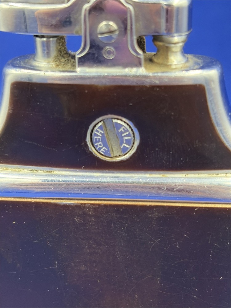 Vtg Ronson Mastercase Art Deco Cigarette Case Lighter Brown & Silver Untested