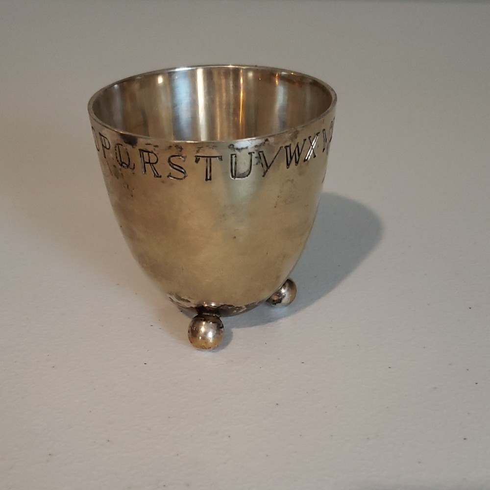 Silverplate Alphabet Egg Cup with Ball Feet