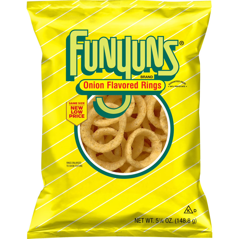 Funyuns Onion Flavored Rings Snacks, 5.25 oz Bag.