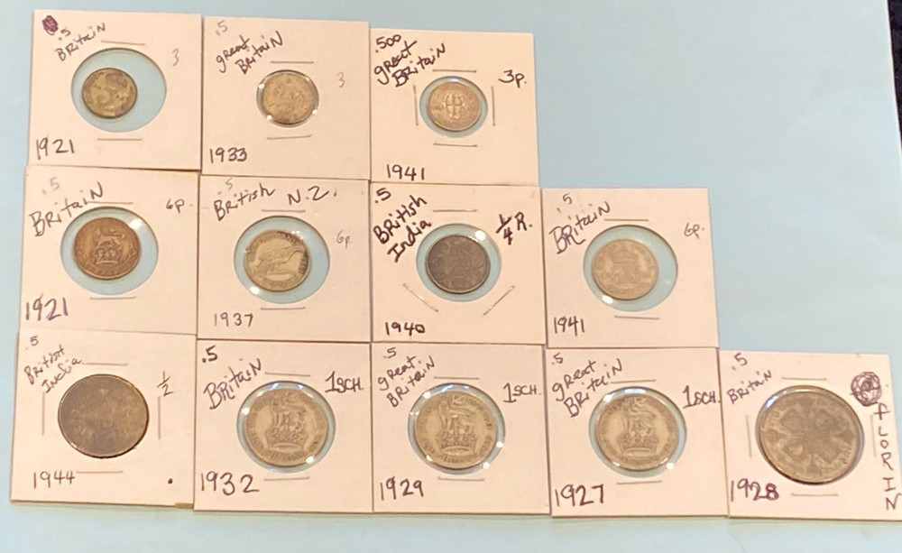 (12) British Empire 50% Silver Coins
