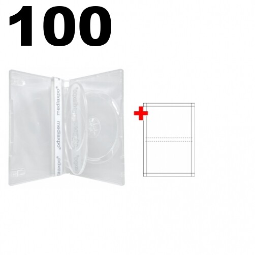 100 STANDARD Clear Triple 3 Disc DVD Cases & 100 Matte Inserts