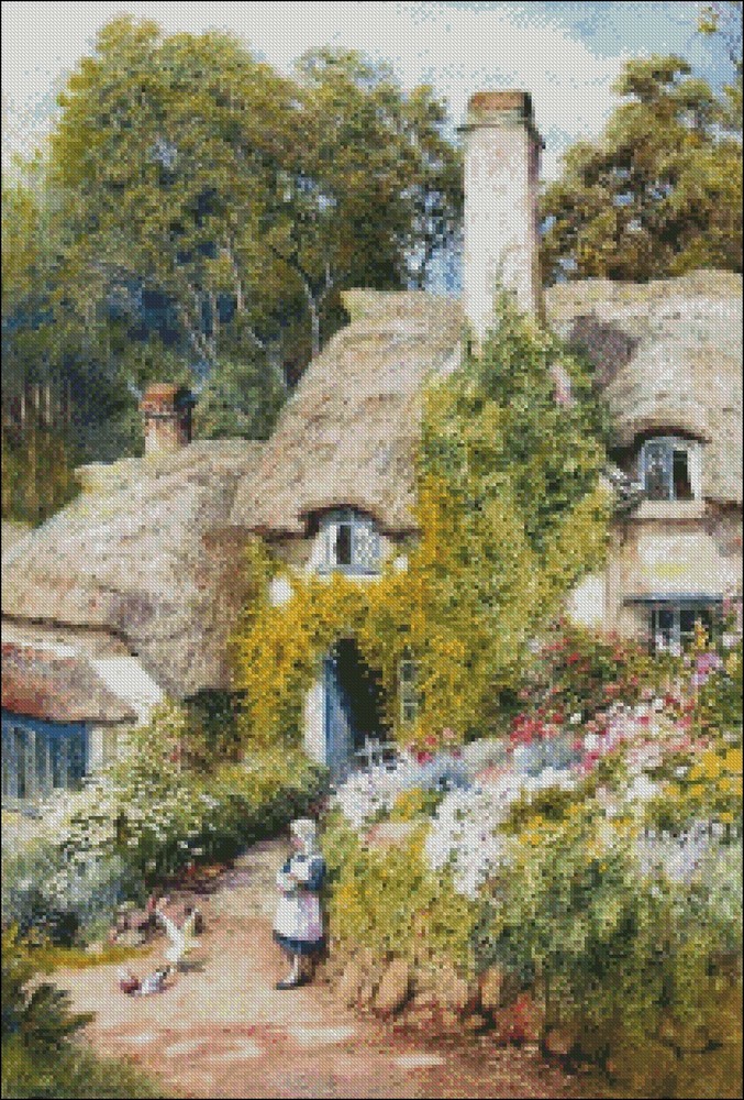 Thatched Cottage-Chart Needlework Crafts DIY-Counted Cross Stitch Pattern