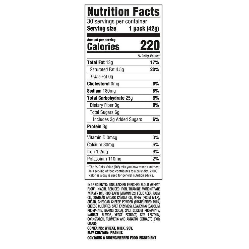 RITZ Bits Cheese Cracker Sandwiches 1.5oz 30 Count Bite Size Snacks