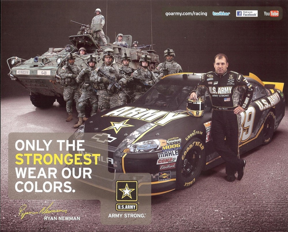 2012 RYAN NEWMAN "US.ARMY" #39 NASCAR SPRINT CUP POSTCARD