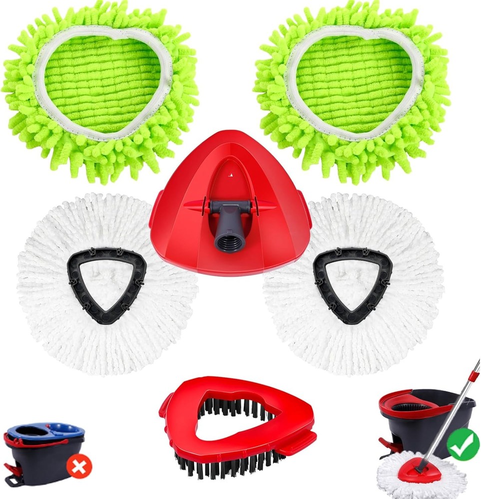 Spin Mop Refill Set 1 Brush 1 Base 4 Microfiber Heads