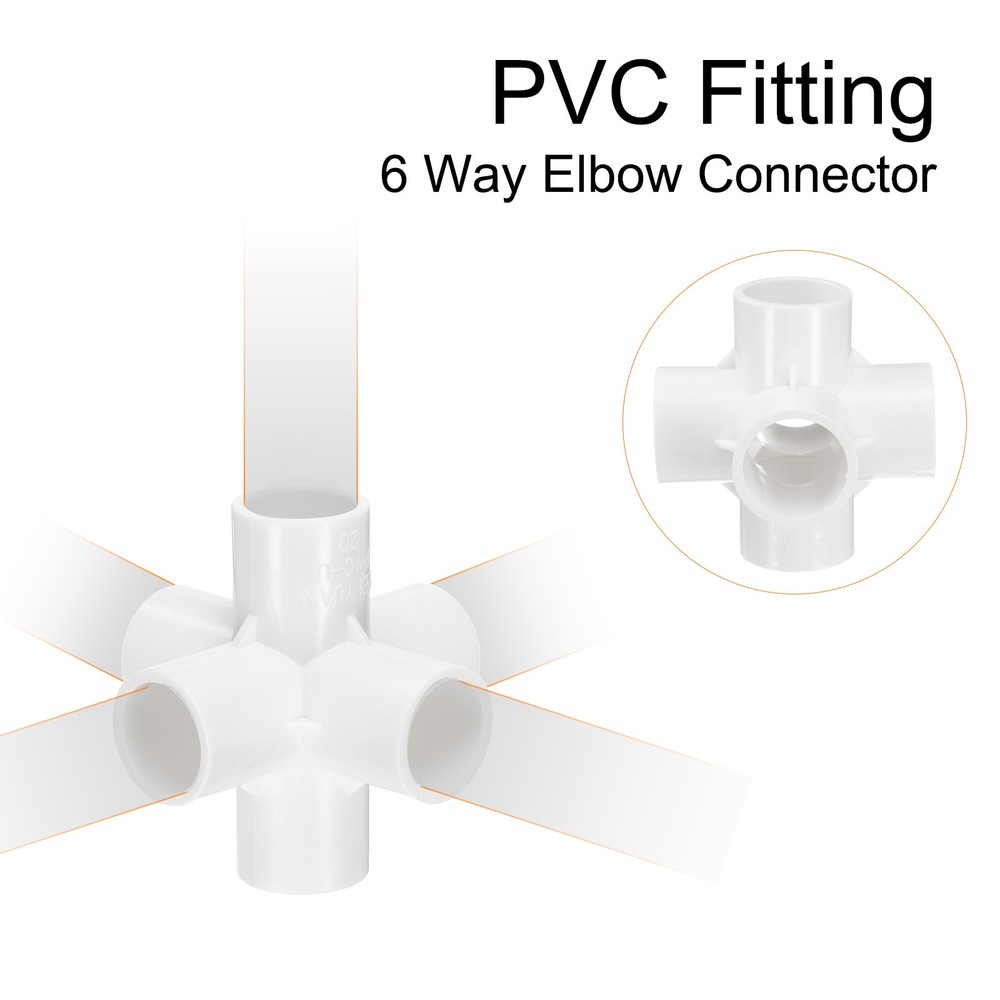 4pcs Tee Fitting 1" 6 Ways Connector Build Grade Pipe Coupling White